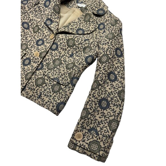 Ann Taylor Loft Wool Blend Knit Blazer Jacket Blue Beige Medallion Size 6 - Picture 5 of 9